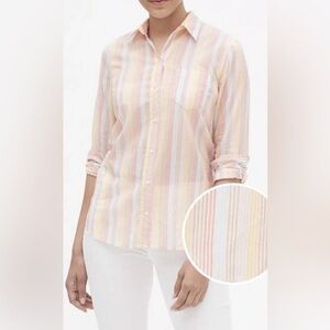 NWT GAP Metallic Striped The Easy Shirt Button-Down Shirt Womens Large